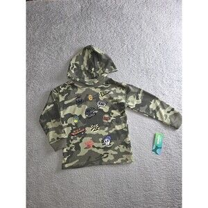 365 Kids Garanimals Hoodie Boys 4 Green Camo Patch Dinosaur Graphic Pullover NWT